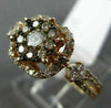 ESTATE 1CT WHITE & CHOCOLATE FANCY DIAMOND 14KT ROSE GOLD FLOWER ENGAGEMENT RING