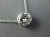 ESTATE .79CT DIAMOND 14KT WHITE GOLD 3D BEZEL SOLITAIRE PENDANT NECKLACE #25605