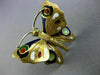 ANTIQUE 14KT YELLOW GOLD 3D MULTI COLOR ENAMEL HANDCRAFTED BUTTERFLY BROOCH PIN