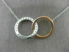 ESTATE .30CT DIAMOND 14KT WHITE & ROSE GOLD 3D CLASSIC CIRCLE LOVE KNOT NECKLACE