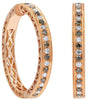 ESTATE 1.38CT WHITE & CHOCOLATE FANCY DIAMOND 18KT ROSE GOLD 3D HANGING EARRINGS
