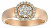 ESTATE .35CT DIAMOND 14KT ROSE GOLD 3D CLASSIC FLOWER ROUND HALO LOVE RING