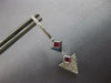 ESTATE .54CT DIAMOND & AAA RUBY 14KT WHITE GOLD TRIANGULAR FUN HANGING EARRINGS