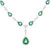 LARGE 30.32CT DIAMOND & AAA EMERALD 18KT 2 TONE GOLD OVAL & ROUND HALO NECKLACE