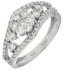 ESTATE 1.0CT DIAMOND 14KT WHITE GOLD 3D CLASSIC ROUND CLUSTER FLOWER FUN RING