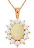 2.10CT DIAMOND&AAA OPAL 14KT ROSE GOLD OVAL & ROUND HALO FLOWER FLOATING PENDANT