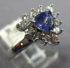WIDE 1.07CT DIAMOND & AAA TANZANITE 14K WHITE GOLD TRILLION HALO ENGAGEMENT RING