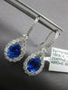 3.99CT DIAMOND & AAA SAPPHIRE 18KT WHITE GOLD 3D OVAL TEAR DROP HANGING EARRINGS