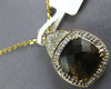 LARGE 3.39CT DIAMOND & AAA SMOKEY TOPAZ 14K YELLOW GOLD CUSHION FLOATING PENDANT