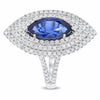 LARGE 4.18CT DIAMOND & AAA SAPPHIRE 14KT WHITE GOLD MARQUISE SHAPE & ROUND RING