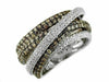 ESTATE WIDE 1.85CT WHITE & CHOCOLATE FANCY DIAMOND 14K WHITE GOLD MULTI ROW RING