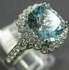 ESTATE LARGE 3.25CT DIAMOND & AAA AQUAMARINE 14KT WHITE GOLD 3D ENGAGEMENT RING