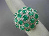 ESTATE LARGE 4.04CT DIAMOND & AAA EMERALD 18K WHITE GOLD 3D FLOWER FILIGREE RING