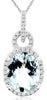 2.12CT DIAMOND & AAA AQUAMARINE 14KT WHITE GOLD OVAL LOVE KNOT FLOATING PENDANT
