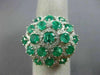 ESTATE LARGE 4.04CT DIAMOND & AAA EMERALD 18K WHITE GOLD 3D FLOWER FILIGREE RING