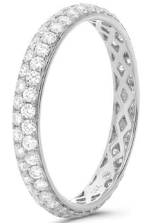 ESTATE .84CT DIAMOND 14K WHITE GOLD 3D ROUND 2 ROW ETERNITY ANNIVERSARY RING