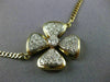 ESTATE LARGE 1.10CT DIAMOND 18K TWO TONE GOLD 3D FLOWER SHAMROCK NECKLACE 10727
