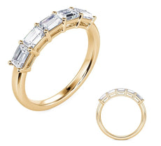 .72CT DIAMOND 14KT YELLOW GOLD EMERALD CUT 5 STONE SHARED PRONG ANNIVERSARY RING