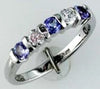 .52CT DIAMOND & AAA TANZANITE 14KT WHITE GOLD 5 STONE CHANNEL ANNIVERSARY RING