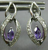 .42CT DIAMOND & AAA AMETHYST 14K WHITE GOLD ROUND & MARQUISE LEAF EARRINGS