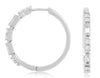 .48CT DIAMOND 14K WHITE GOLD 3D ROUND & BAGUETTE CLASSIC HUGGIE HANGING EARRINGS