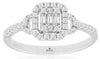 ESTATE .42CT DIAMOND 14KT WHITE GOLD 3D ROUND & BAGUETTE HALO LOVE KNOT FUN RING