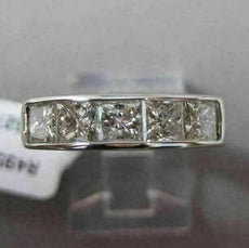 ESTATE 1.54CT DIAMOND 14K WHITE GOLD 5 STONE PRINCESS CHANNEL ANNIVERSARY RING