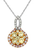ESTATE .83CT WHITE PINK & FANCY YELLOW DIAMOND 14K TRI COLOR GOLD FLOWER PENDANT