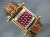 ANTIQUE LARGE 2.40CT DIAMOND & AAA RUBY 14KT ROSE GOLD SQUARE FUN BRACELET #2767