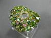 5.13CT DIAMOND & AAA PERIDOT & TSAVORITE 14K YELLOW GOLD 3D FILIGREE FLOWER RING