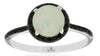 ESTATE 1.01CT BLACK DIAMOND & AAA OPAL 14KT WHITE GOLD 3D ROUND HALO FUN RING