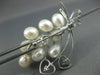 LARGE DIAMOND & AAA PEARL 14KT WHITE GOLD BOKAY FLOWER HEART BROOCH PIN #26611