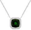 LARGE 2.29CT DIAMOND & AAA RUSSALITE 14KT WHITE GOLD CUSHION HALO LOVE NECKLACE
