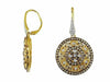 ESTATE 2.20CT WHITE & CHOCOLATE FANCY DIAMOND 14KT YELLOW GOLD 3D HEART EARRINGS