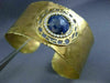 ESTATE WIDE 4.97CT DIAMOND & AAA SODALITE 18KT YELLOW GOLD CUFF BANGLE BRACELET