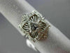 ESTATE WIDE .30CT ROUND DIAMOND 14K WHITE GOLD 3D PAVE ETOILE SQUARE FLOWER RING