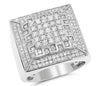 ESTATE 1.71CT ROUND CUT DIAMOND 14K WHITE GOLD MULTI ROW PYRAMID MENS FUN RING