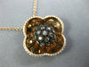 LARGE 1.25CT WHITE & MOCHA DIAMOND 14K ROSE GOLD 3D FLOWER LOVE FLOATING PENDANT