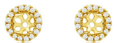 ESTATE 0.13CT DIAMOND 14KT YELLOW GOLD 3D HALO ROUND SQUARE JACKET EARRINGS