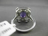 ANTIQUE LARGE 2.48CT DIAMOND & AAA AMETHYST 14KT WHITE GOLD FILIGREE FLORAL RING