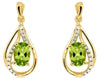 1.0CT DIAMOND & AAA PERIDOT 14KT YELLOW GOLD 3D OVAL TEAR DROP HANGING EARRINGS