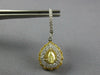LARGE 2.4CT WHITE & CANARY DIAMOND 18KT TWO TONE GOLD TEAR DROP HANGING EARRINGS