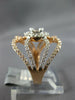 WIDE .97CT DIAMOND 14KT ROSE GOLD 3D ROUND & BAGUETTE INVISIBLE OVAL FLOWER RING