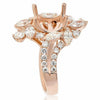 LARGE 2.1CT DIAMOND 18K ROSE GOLD OVAL MARQUISE & ROUND SEMI MOUNT COCKTAIL RING