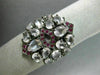 ESTATE 5.25T AAA PINK SAPPHIRE RUBY & WHITE QUARTZ 14KT WHITE GOLD 3D CROWN RING