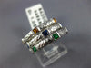 ESTATE WIDE 1.05CT AAA MULTI GEM 18KT WHITE GOLD 3D HAMMERED TRINITY RING #1650
