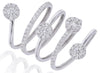 LARGE 1.07CT DIAMOND 14KT WHITE GOLD MULTI FLOWER MULTI ROW CRISS CROSS FUN RING