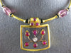 ANTIQUE 17.85CT OLD MINE DIAMOND RUBY & QUARTZ 18K YELLOW GOLD CHOKER NECKLACE