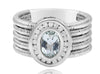 LARGE .98CT DIAMOND & AAA GREEN AMETHYST 14KT WHITE GOLD 3D BEZEL FLOWER RING