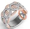 WIDE .63CT DIAMOND 14KT WHITE & ROSE GOLD 3D LOVE KNOT CIRCULAR ANNIVERSARY RING